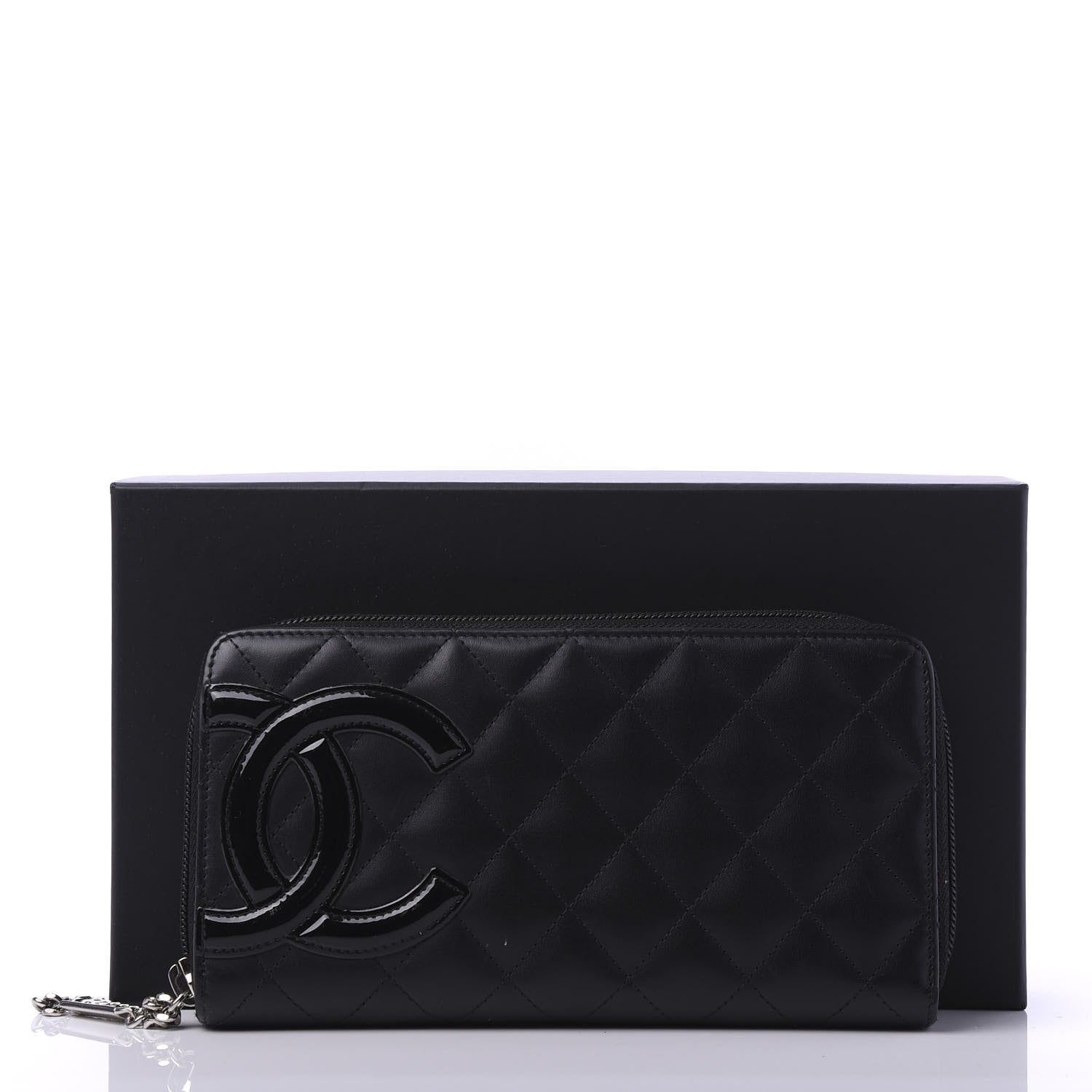 Chanel Calfskin Quilted Cambon Large Gusset Zip Around Wallet Black 12 of 14