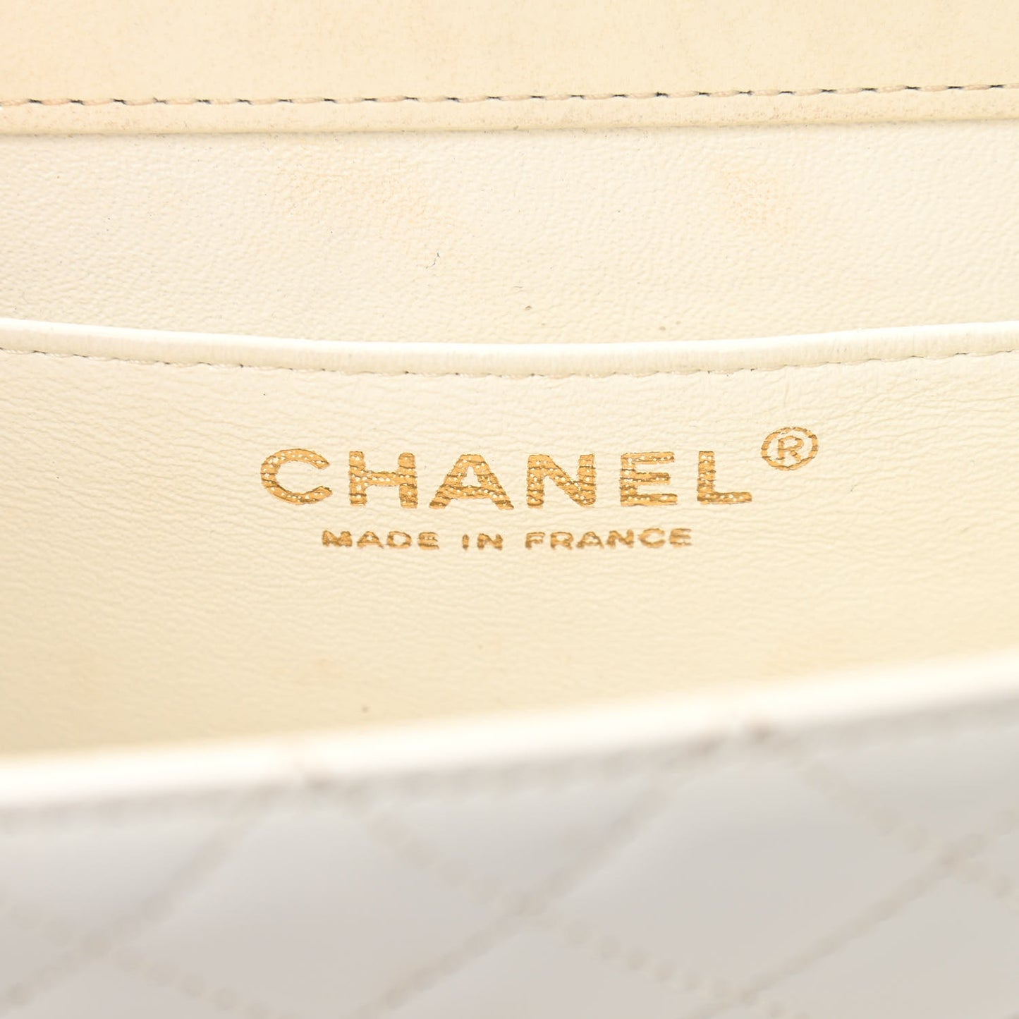 Lambskin Stitched Small Single Flap White