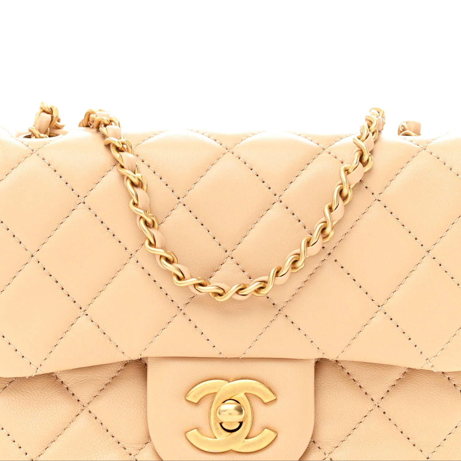 Chanel Lambskin Quilted Mini Pearl Crush Flap Beige 1857062