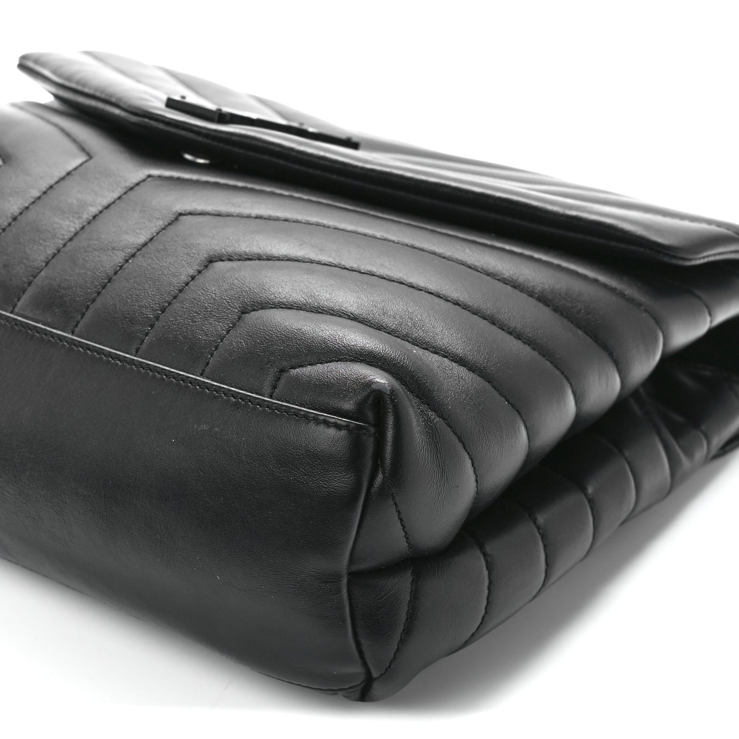 Calfskin Y Quilted Monogram Monochrome Medium Loulou Chain Satchel Black