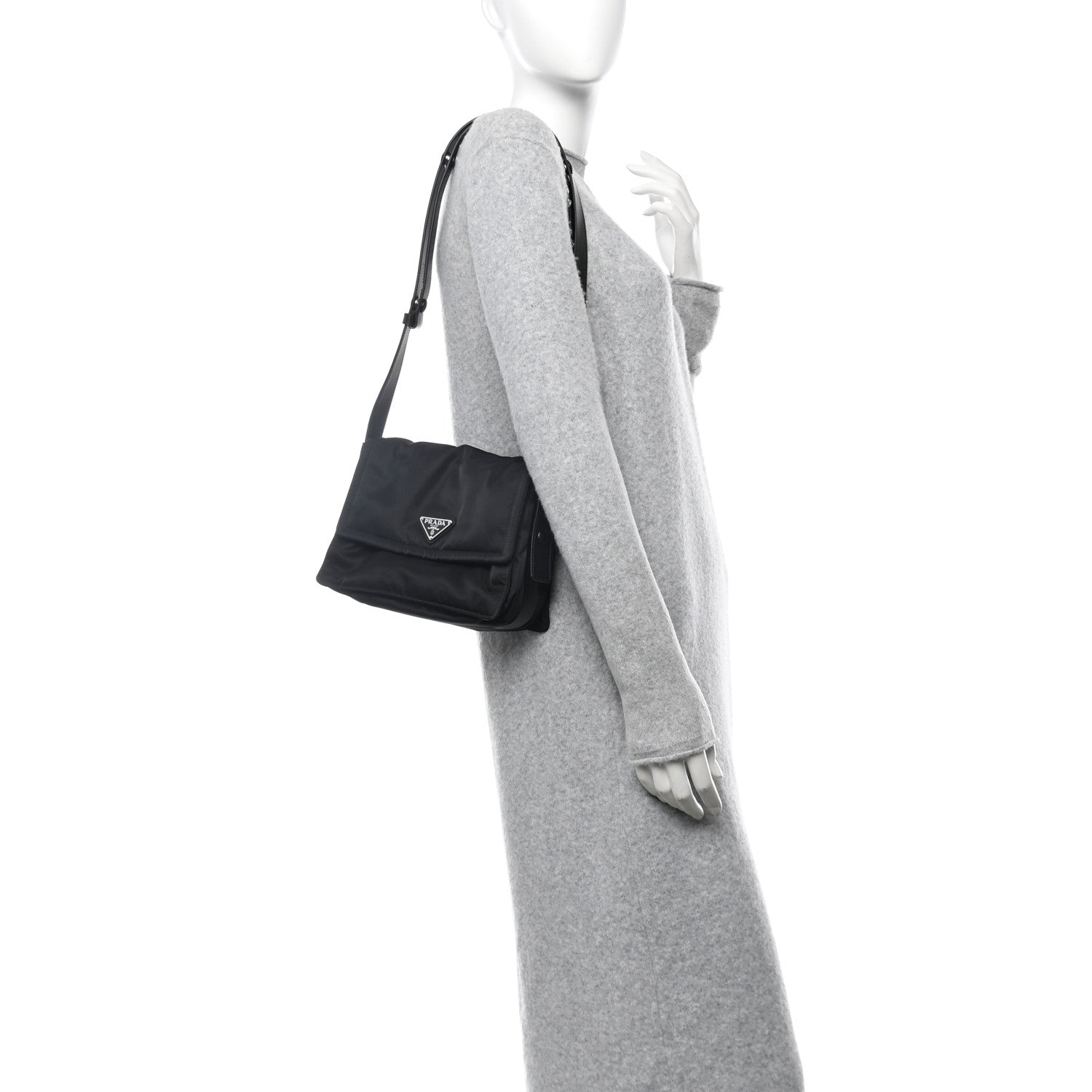 Prada Re-Nylon Vitello Padded Small Flap Shoulder Bag Black 2 of 10