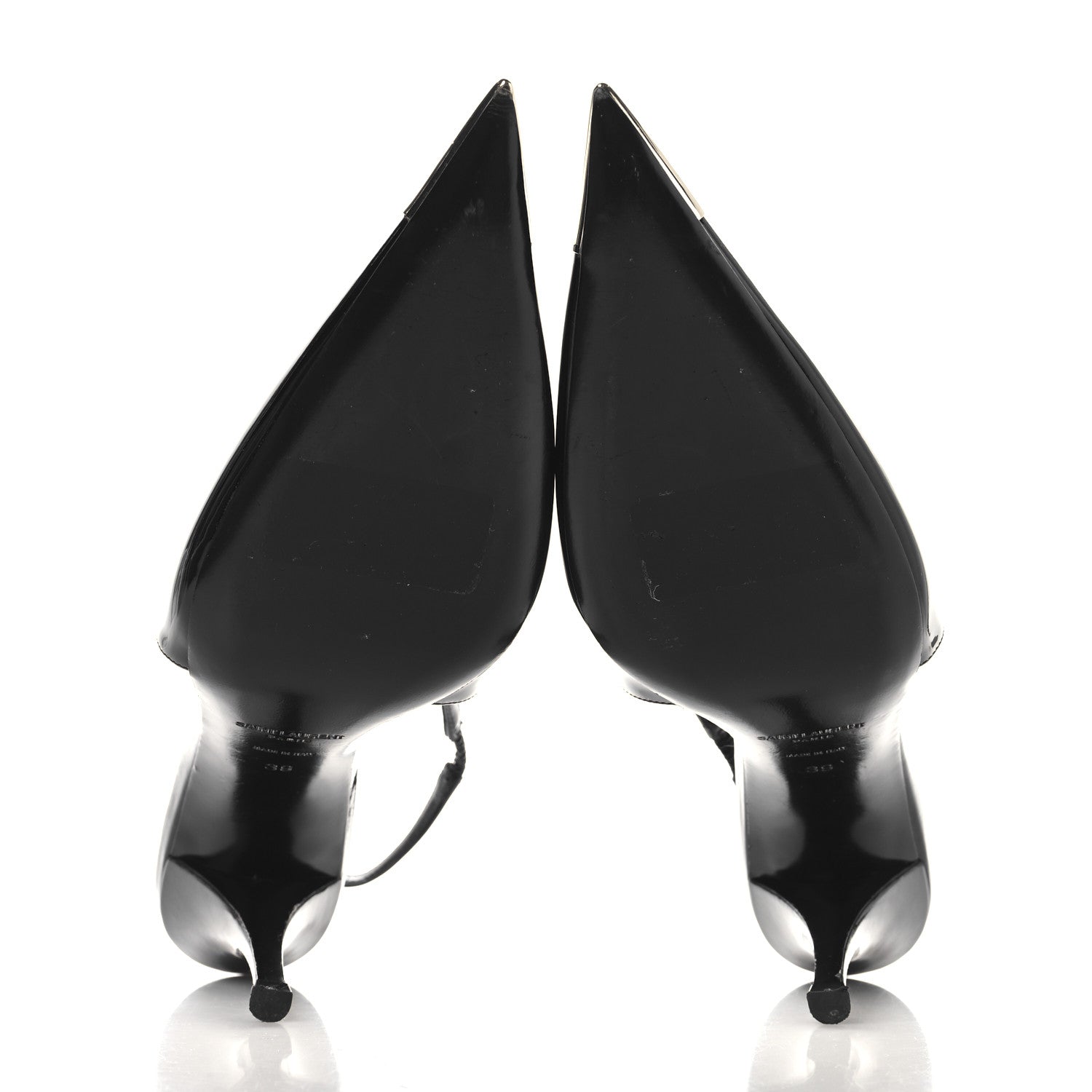 Saint Laurent Patent Cap Toe Vesper Slingback Pumps 39 Black 6 of 9