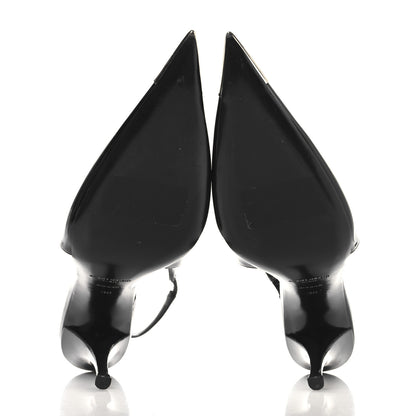 Saint Laurent Patent Cap Toe Vesper Slingback Pumps 39 Black 6 of 9