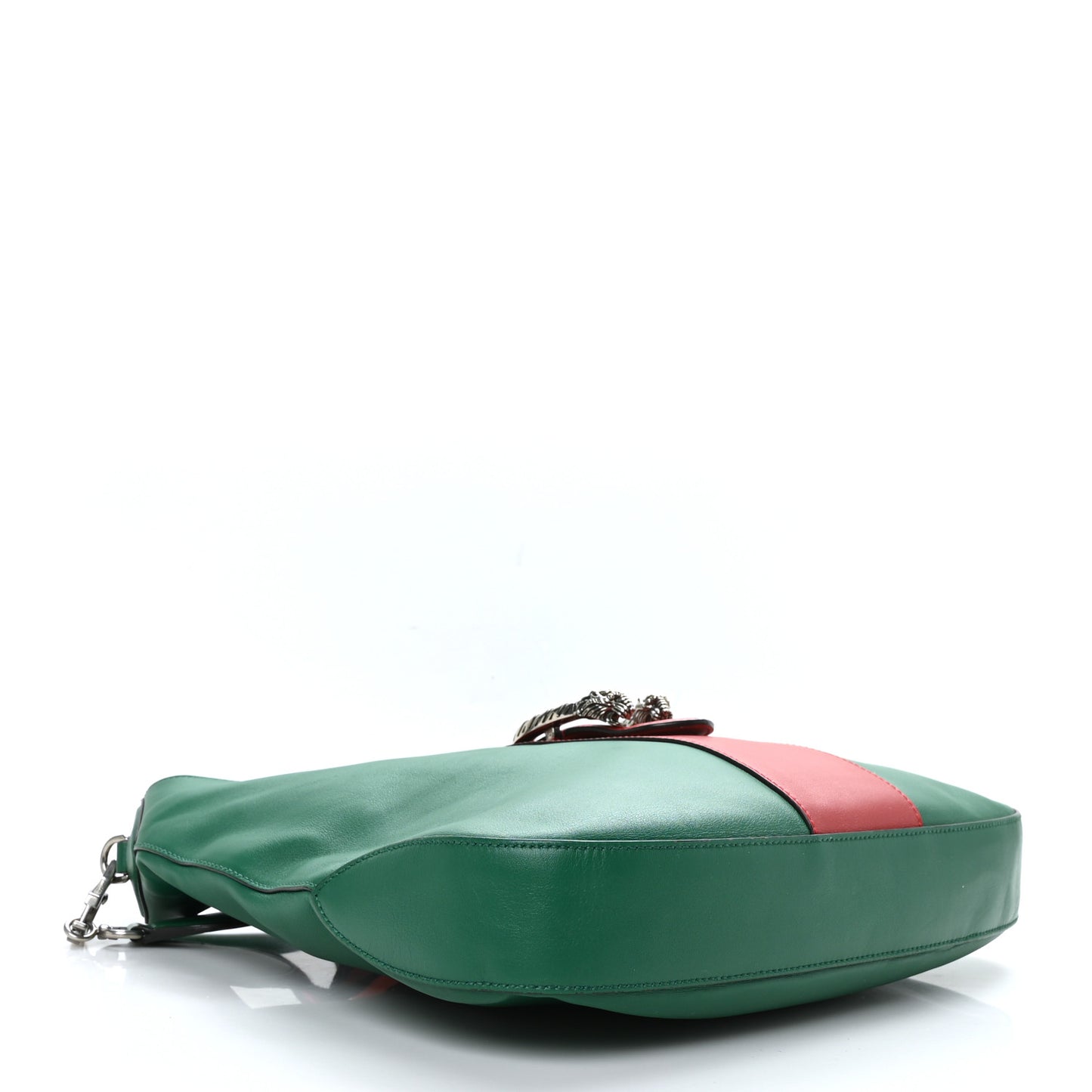 Calfskin Web Stripe Medium Dionysus Hobo Emerald