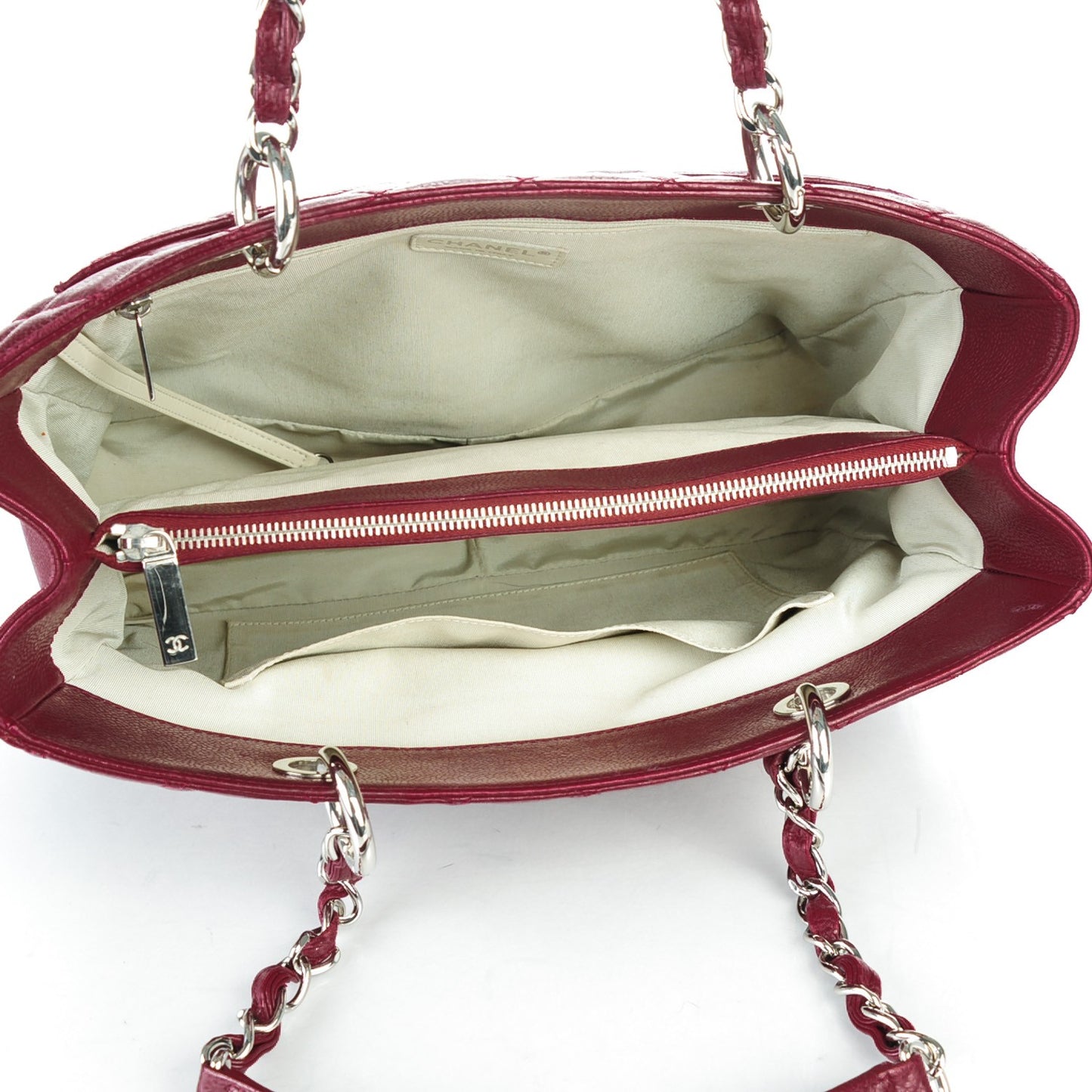 Caviar Quilted Grand Shopping Tote GST Dark Red