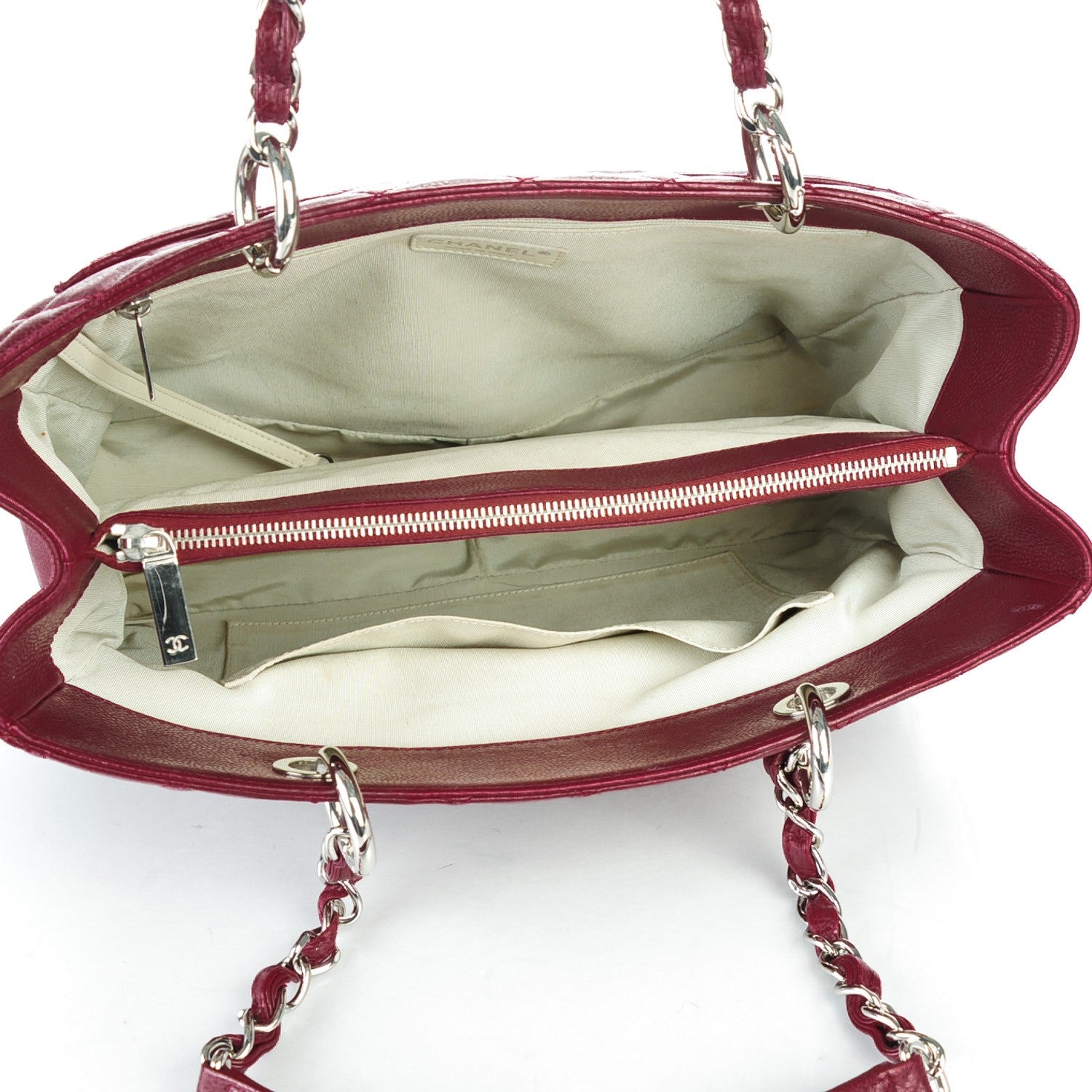 Chanel Caviar Quilted Grand Shopping Tote GST Dark Red 5 of 10