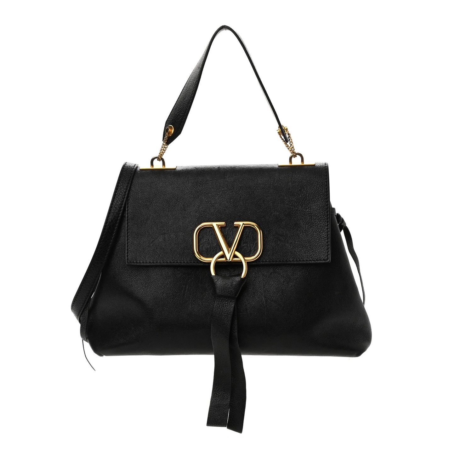 Calfskin VRing Shoulder Bag Black