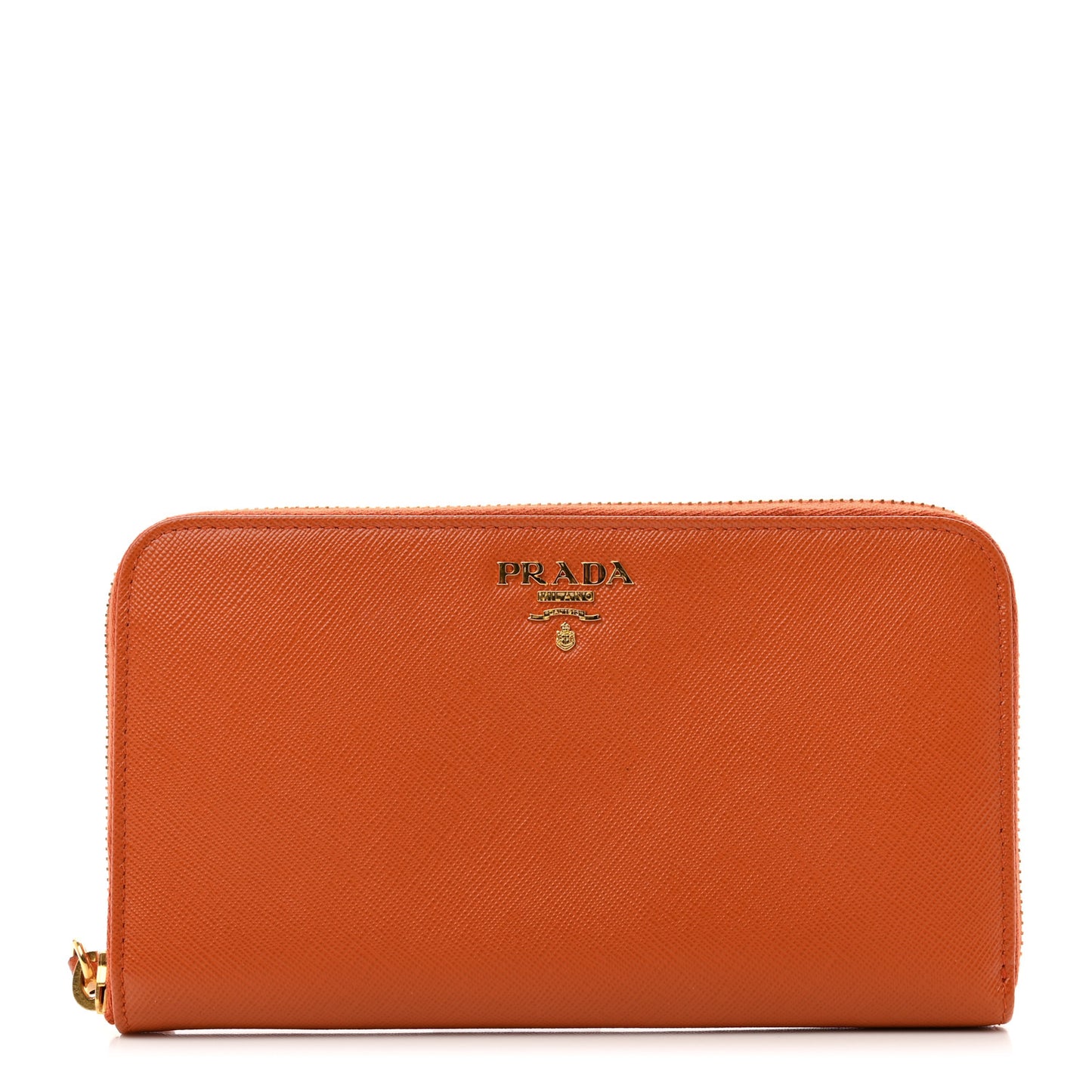 Saffiano Metal Zip Around Wallet Papaya Fuoco