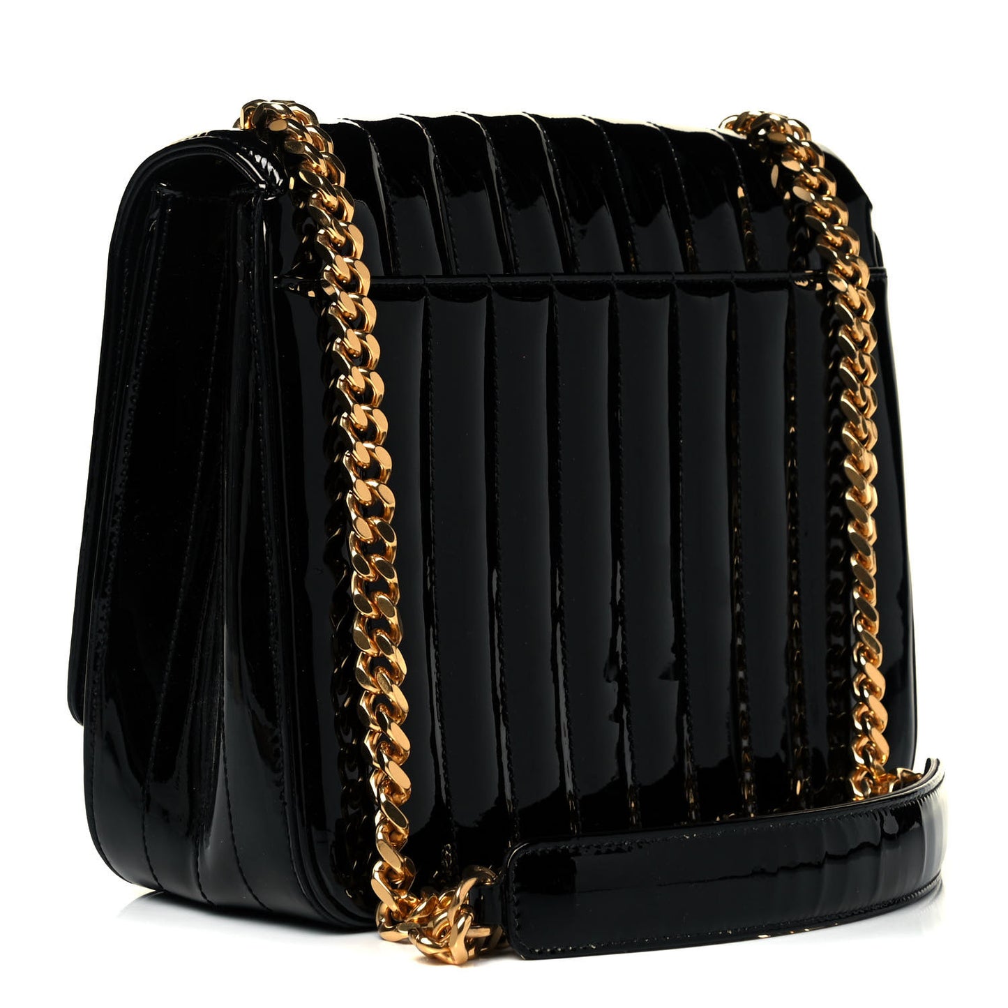 Patent Matelasse Monogram Large Vicky Chain Bag Black