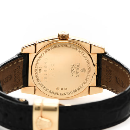 Rolex 18K Yellow Gold Alligator Diamond Bezel 26mm Cellini Quartz Watch White 6311 4 of 6