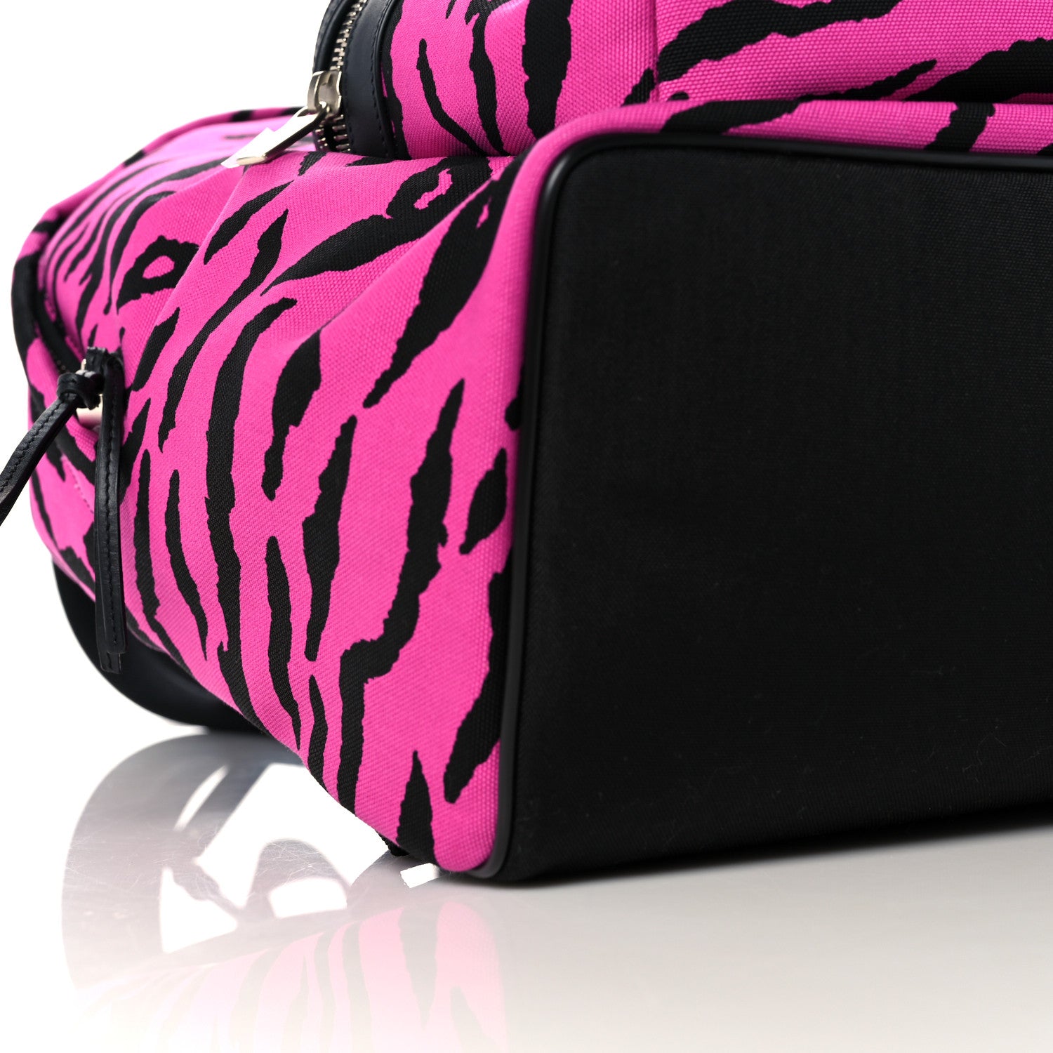 Saint Laurent Canvas Zebra Print City Backpack Pink Black 9 of 11