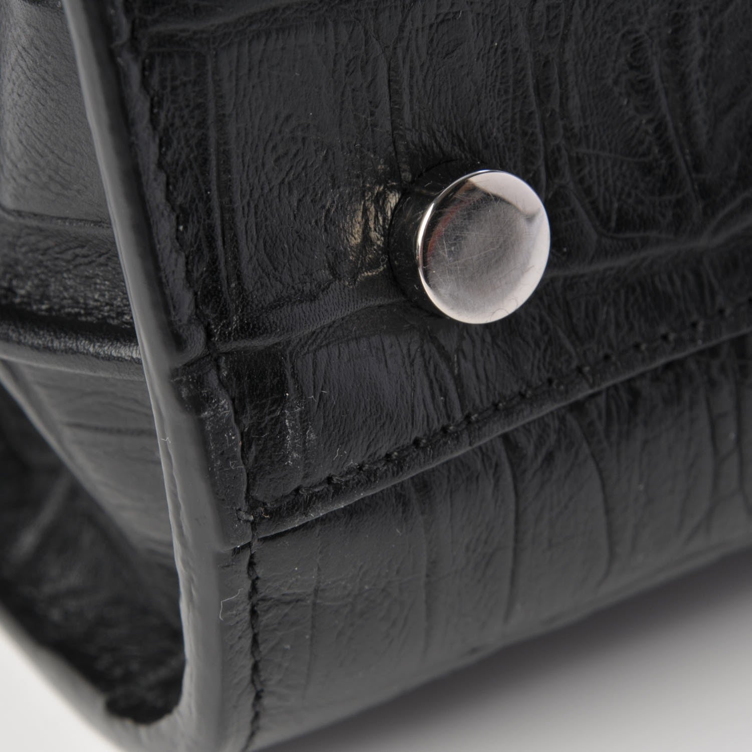 Saint Laurent Calfskin Crocodile Embossed Small Sac de Jour Black 11 of 12