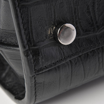 Saint Laurent Calfskin Crocodile Embossed Small Sac de Jour Black 11 of 12