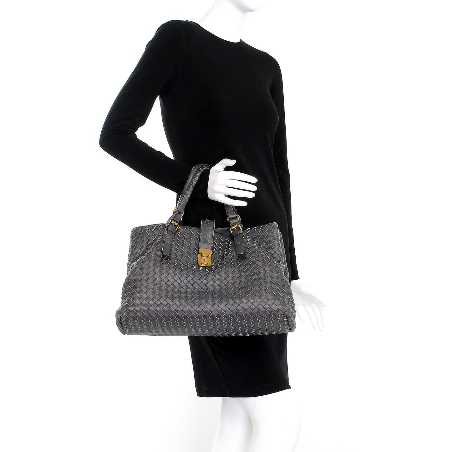 Nappa Intrecciato Medium Roma Tote Ferro Gray