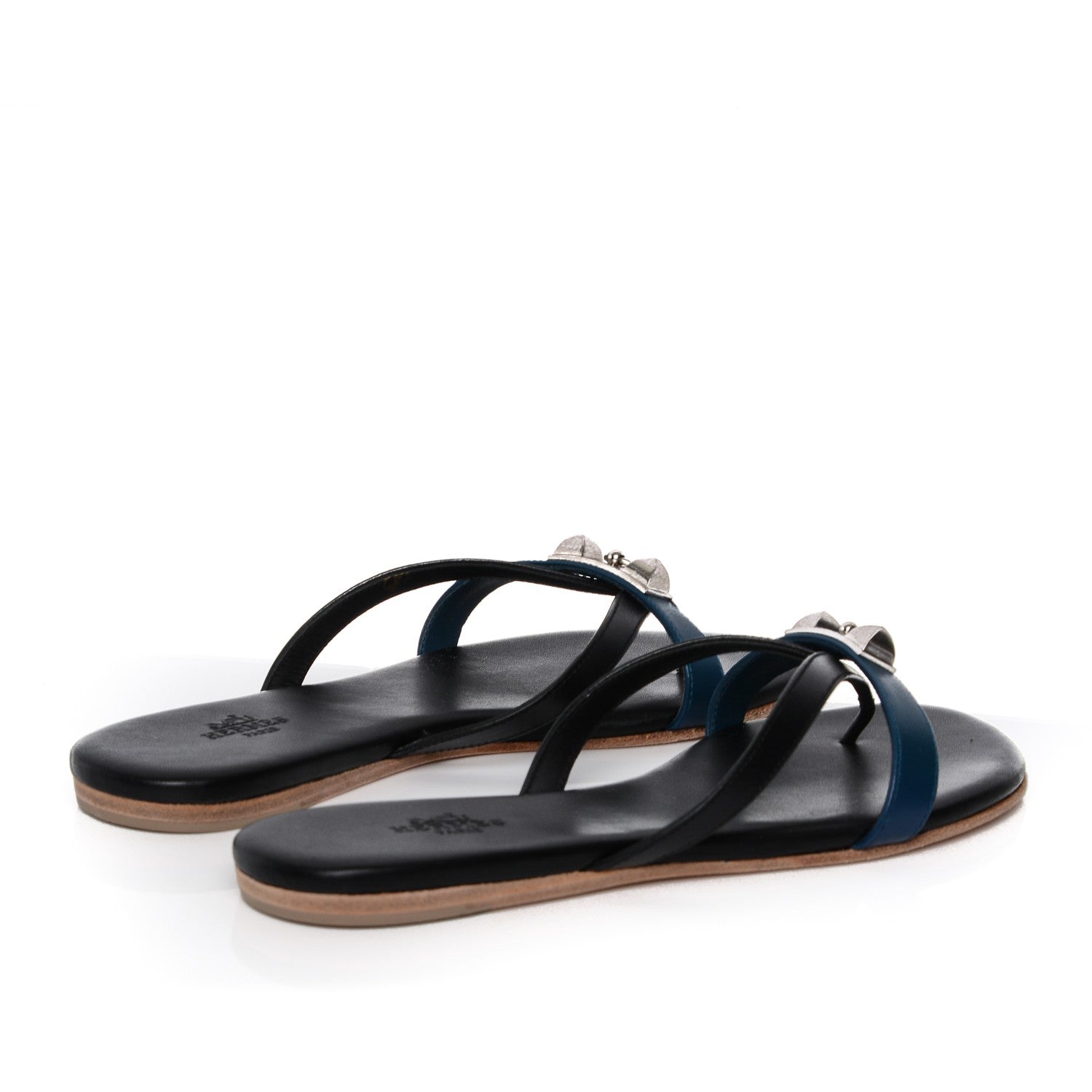 Hermes Nappa Calfskin Corfou Sandals 35 Black Lazulite 4 of 8