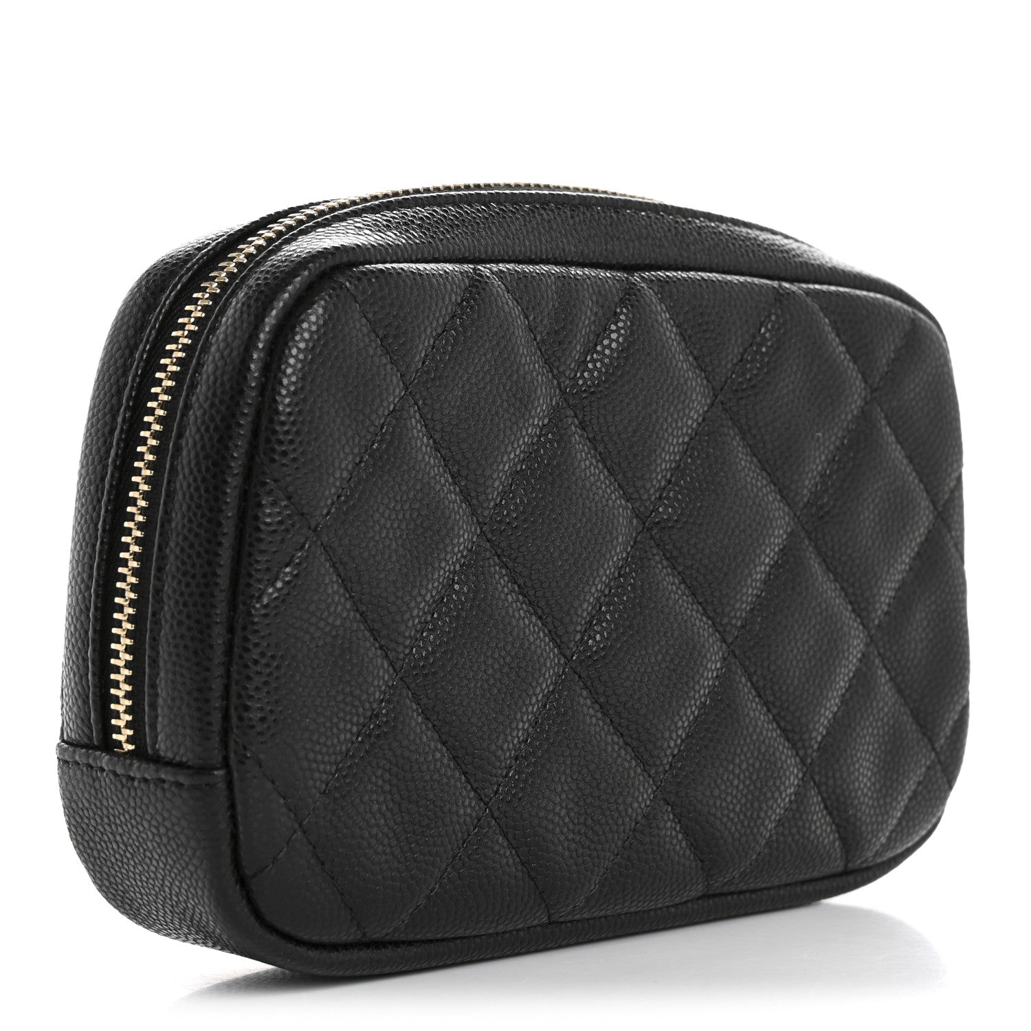 Chanel Caviar Quilted Small Curvy Pouch Cosmetic Case Black 3 of 7