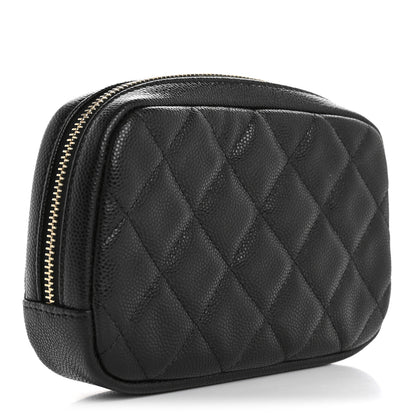 Chanel Caviar Quilted Small Curvy Pouch Cosmetic Case Black 3 of 7