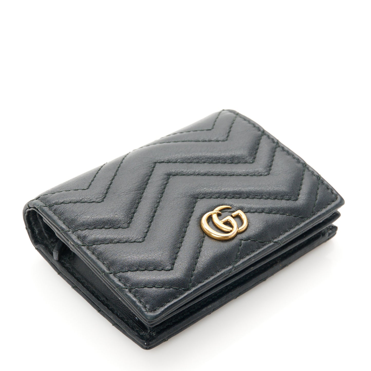 Calfskin Matelasse GG Marmont Card Case Black