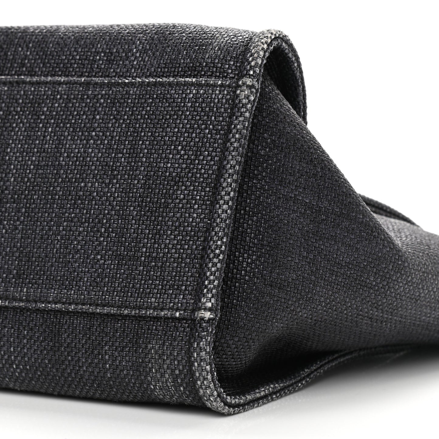 Woven Straw Raffia Medium Deauville Tote Black