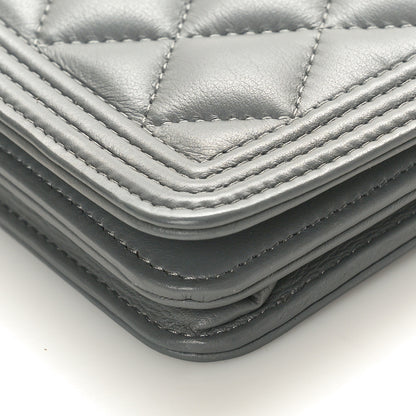 Chanel Lambskin Quilted Boy Wallet On Chain WOC Grey 10 of 10