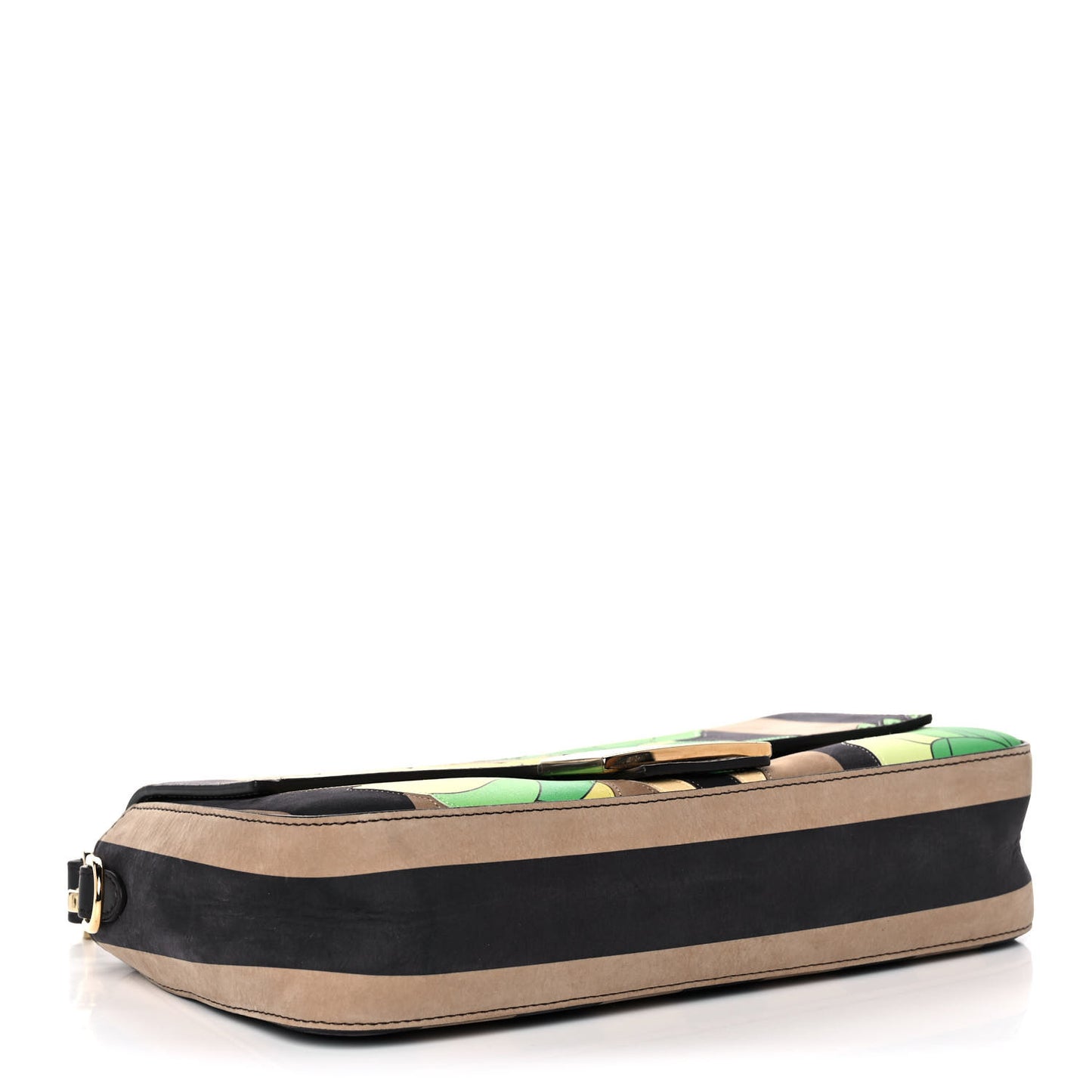 Nubuck Pequin Floral Print Baguette Tobacco Moro Ebano