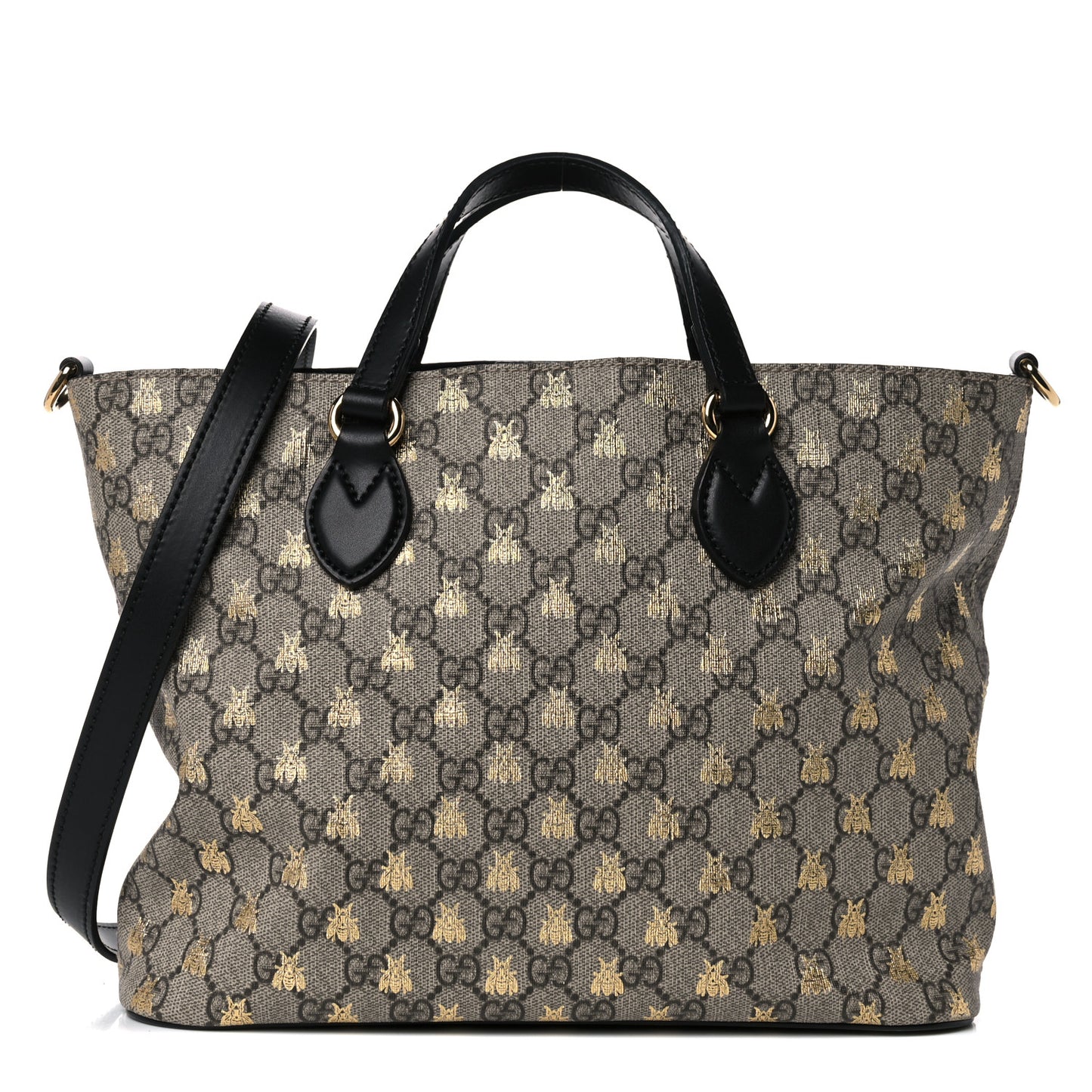 Soft GG Supreme Monogram Bees Small Crossbody Tote Beige Oro Black
