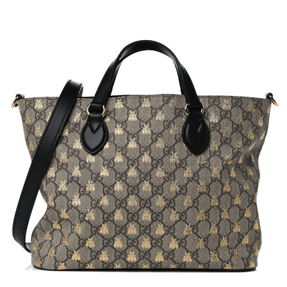 Gucci Soft GG Supreme Monogram Bees Small Crossbody Tote Beige Oro Black 1 of 17