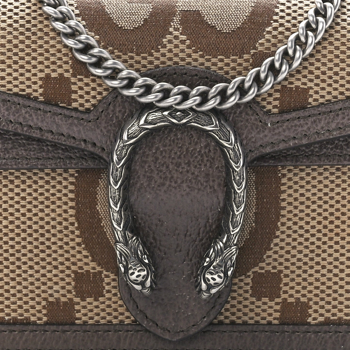 Monogram Jumbo GG Textured Dollar Calfskin Super Mini Dionysus Shoulder Bag Camel Ebony New Acero