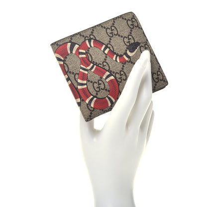 Gucci GG Supreme Monogram Selleria Calfskin Kingsnake Nice Bi-Fold Wallet Beige Ebony Multicolor Black 2 of 6