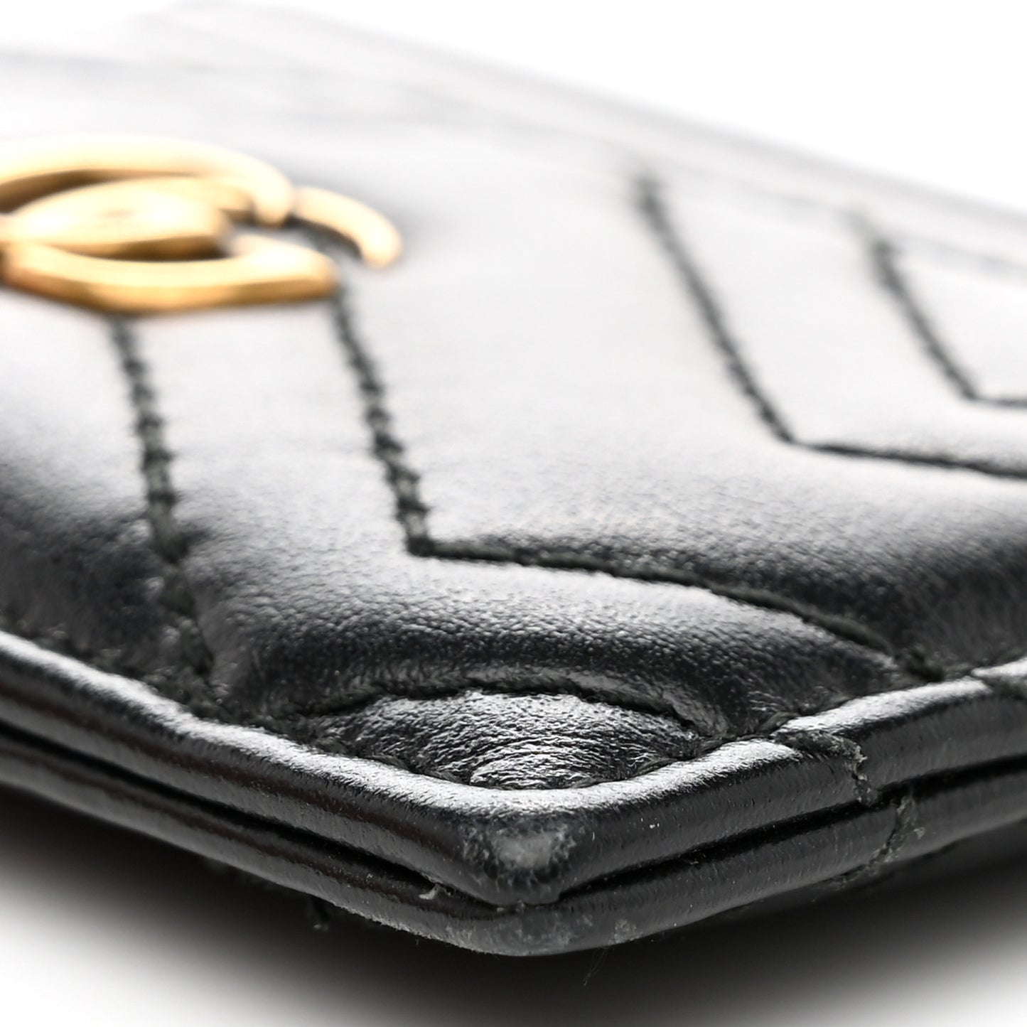 Calfskin Matelasse GG Marmont Card Holder Black