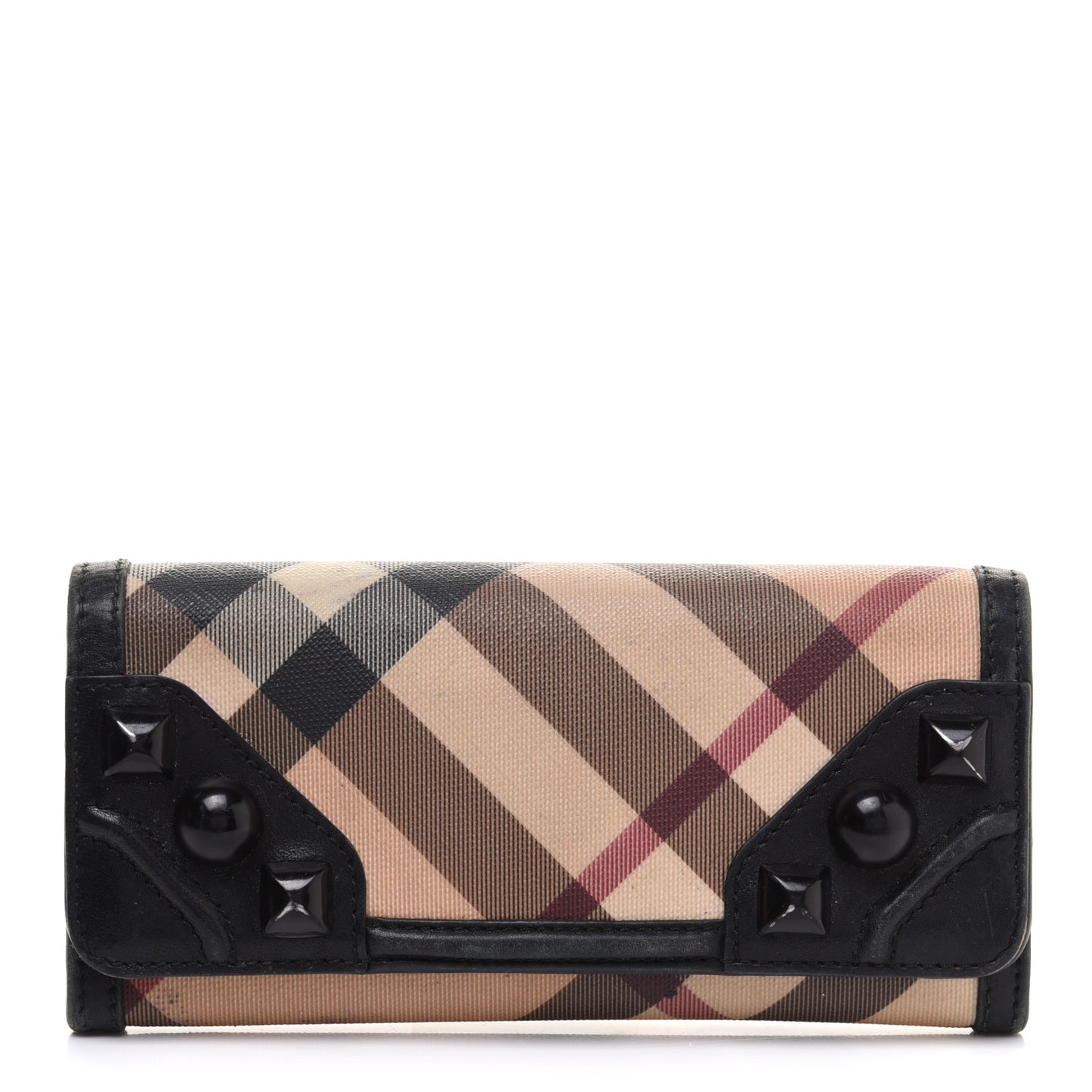 Nova Check Mega Stud Continental Wallet Black