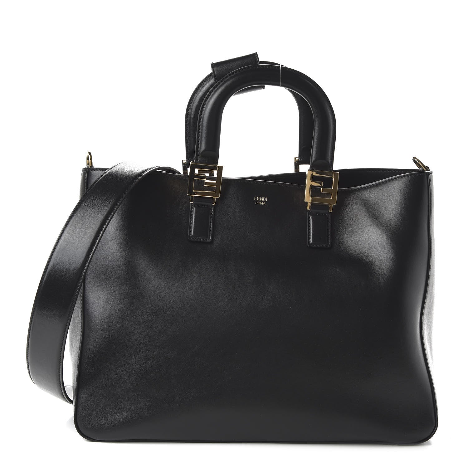 Fendi Vitello Glacier Medium FF Tote Black 1 of 10