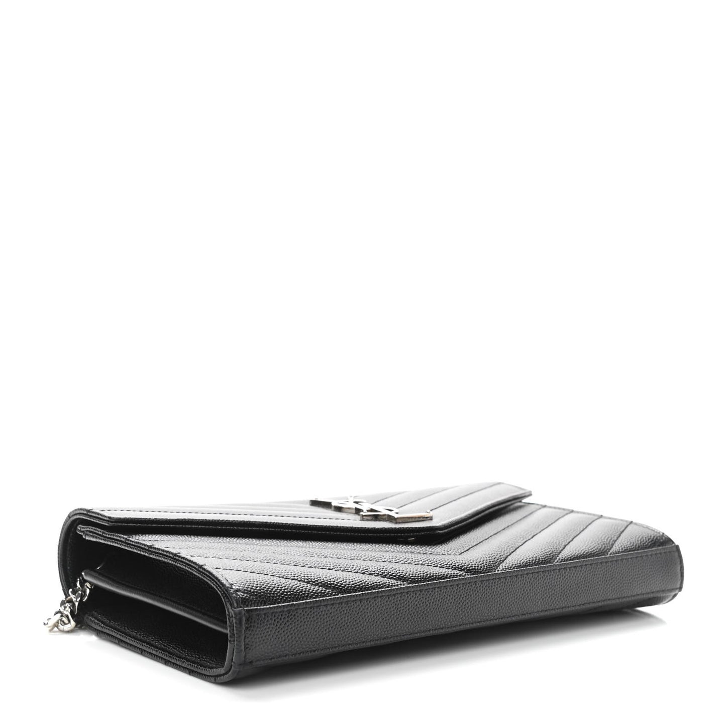 Grain De Poudre Matelasse Chevron Monogram Chain Wallet Black