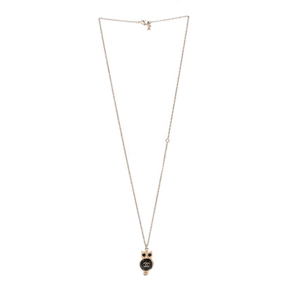 Chanel Resin Pearl CC Owl Necklace Gold Black 3 of 6