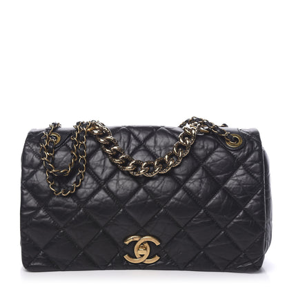 Chanel Aged Calfskin Quilted Medium Pondichery Flap Black 1 of 9