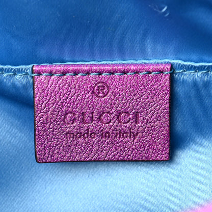 Gucci Laminated Nappa Matelasse Small GG Marmont Chain Shoulder Bag Fuxia Rosso Rosa 6 of 7