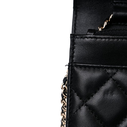 Chanel Lambskin Quilted Chain Around Wallet On Chain WOC Black 15 of 15