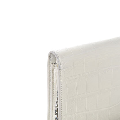 Saint Laurent Calfskin Crocodile Embossed Kate Monogram Tassel Chain Wallet Cremasoft 10 of 11