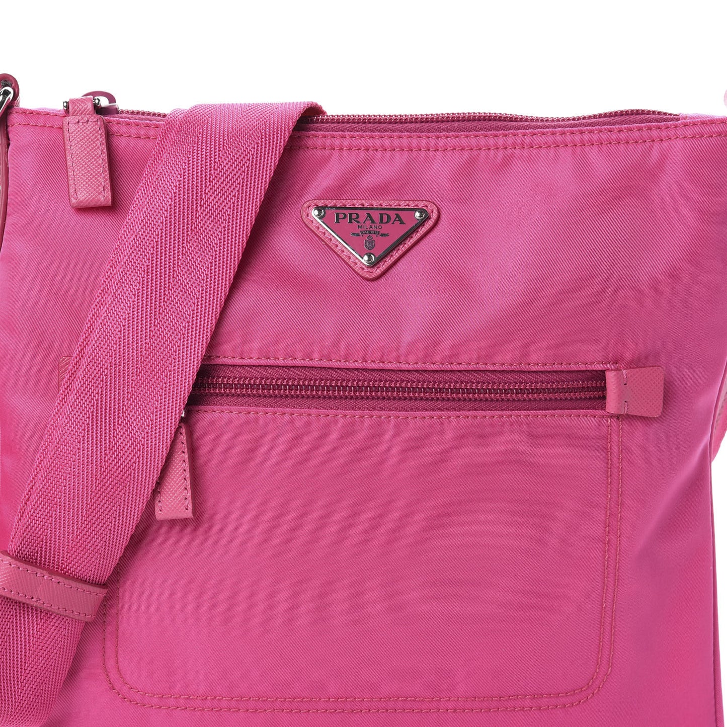 Nylon Vela Flat Messenger Bag Fuxia