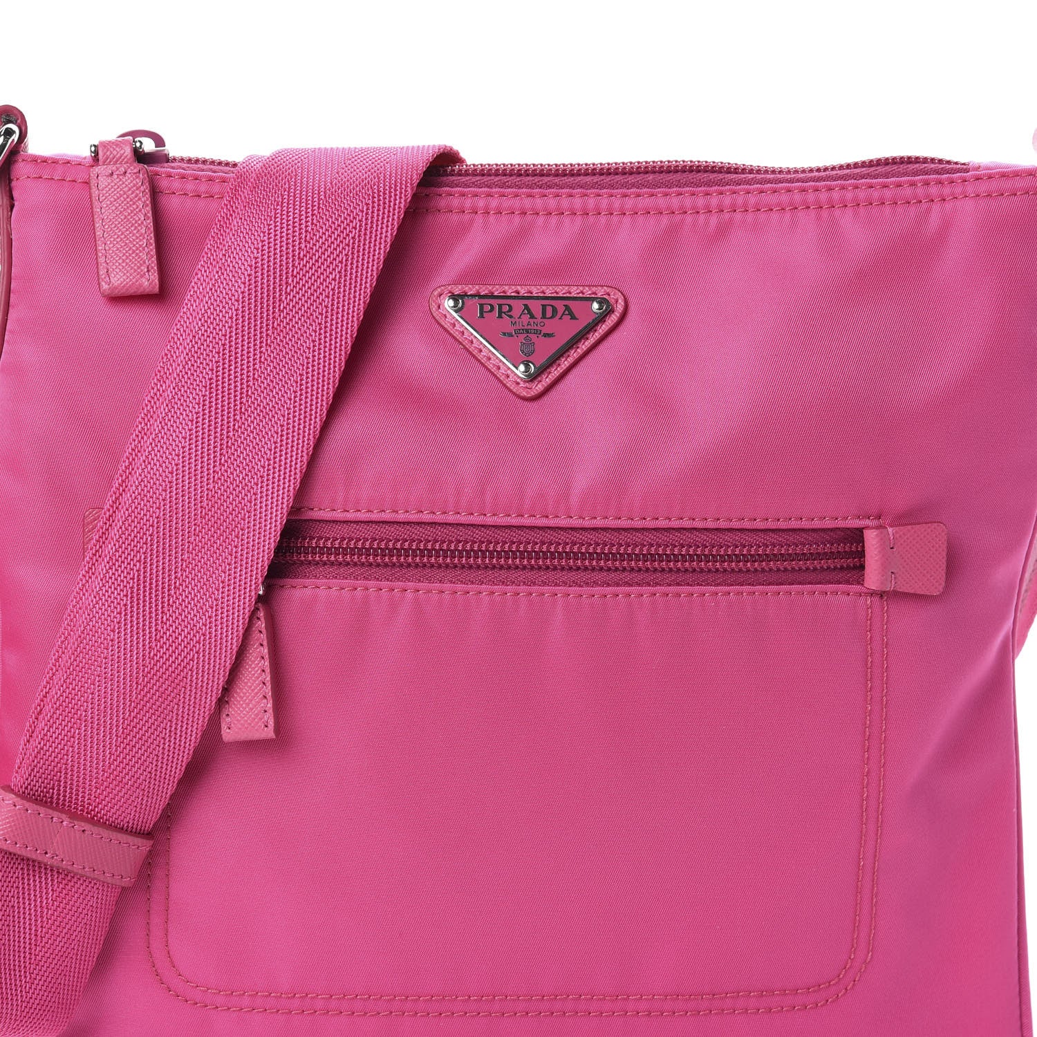 Prada Nylon Vela Flat Messenger Bag Fuxia 7 of 9