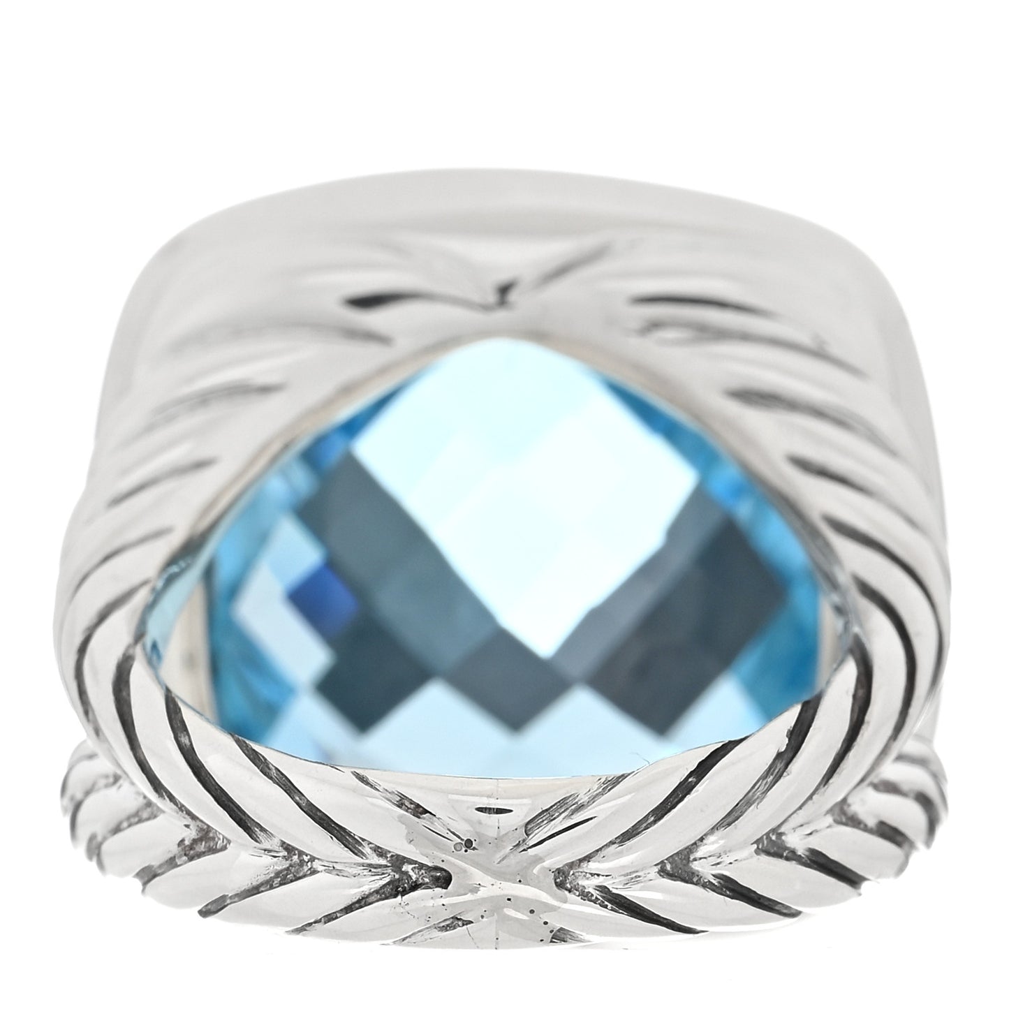 Sterling Silver Diamond Blue Topaz 17mm Albion Ring 49 5