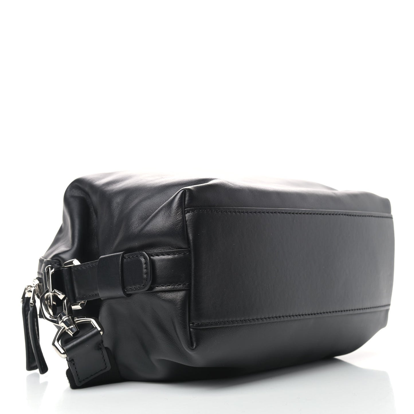 Waxed Calfskin Small Nightingale Logo Strap Black