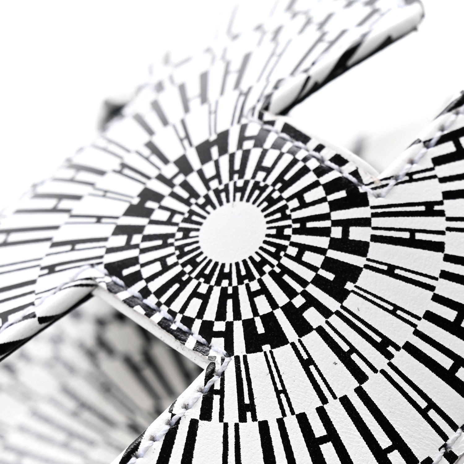 Hermes Calfskin Printed Op'H Oran Sandals 40.5 Black White 10 of 10
