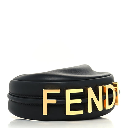 Fendi Vitello Grace Matte Nano Fendigraphy Hobo Charm Black 4 of 10