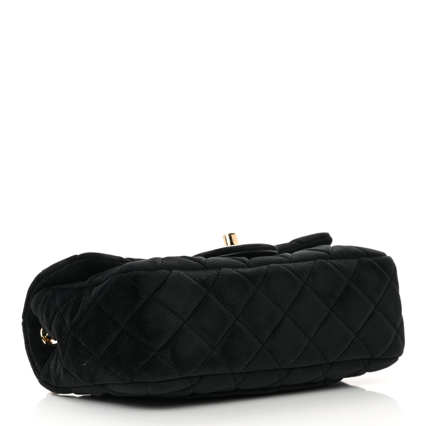 Velvet Quilted Mini Rectangular Pearl Crush Flap Black