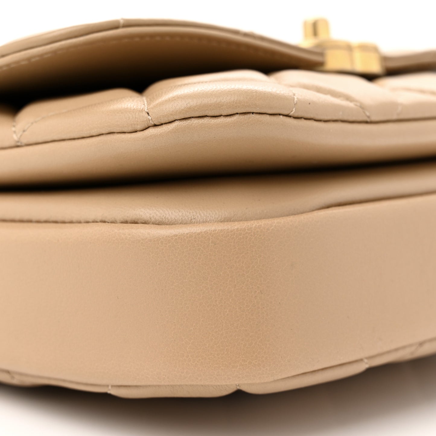 Lambskin Quilted Strass Small CC Top Handle Flap Beige