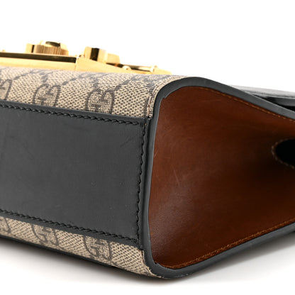 Gucci GG Supreme Monogram Calfskin Small Padlock Shoulder Bag Beige Black Cuir 9 of 18