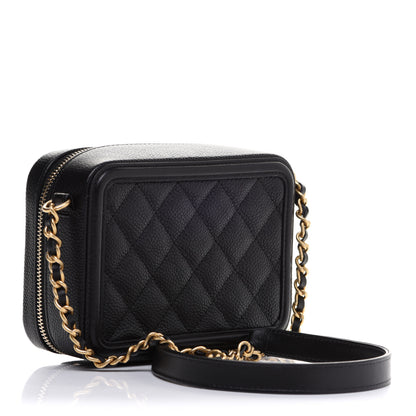 Chanel Caviar Quilted CC Filigree Vanity Clutch With Chain Black 3 of 10