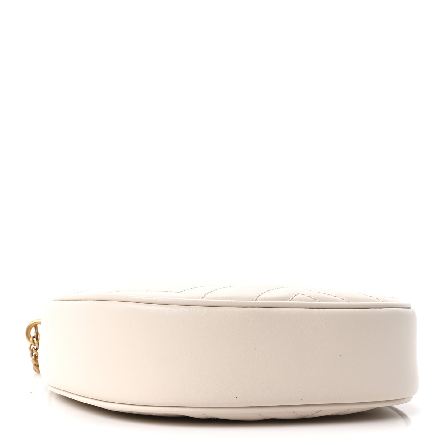 Calfskin Matelasse Chevron Mini GG Marmont Half Moon Hobo Mystic White