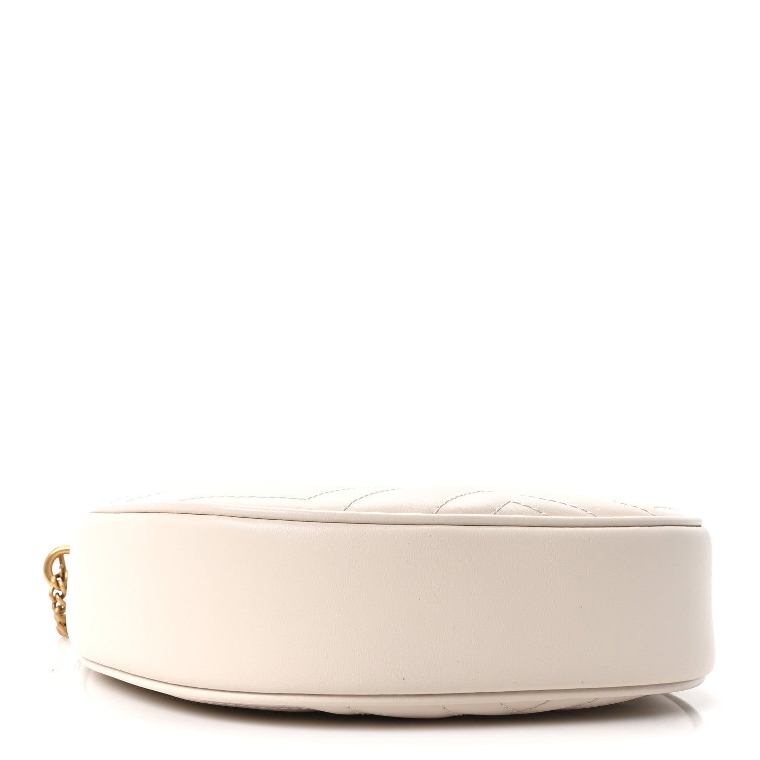 Gucci Calfskin Matelasse Chevron Mini GG Marmont Half Moon Hobo Mystic White 4 of 11